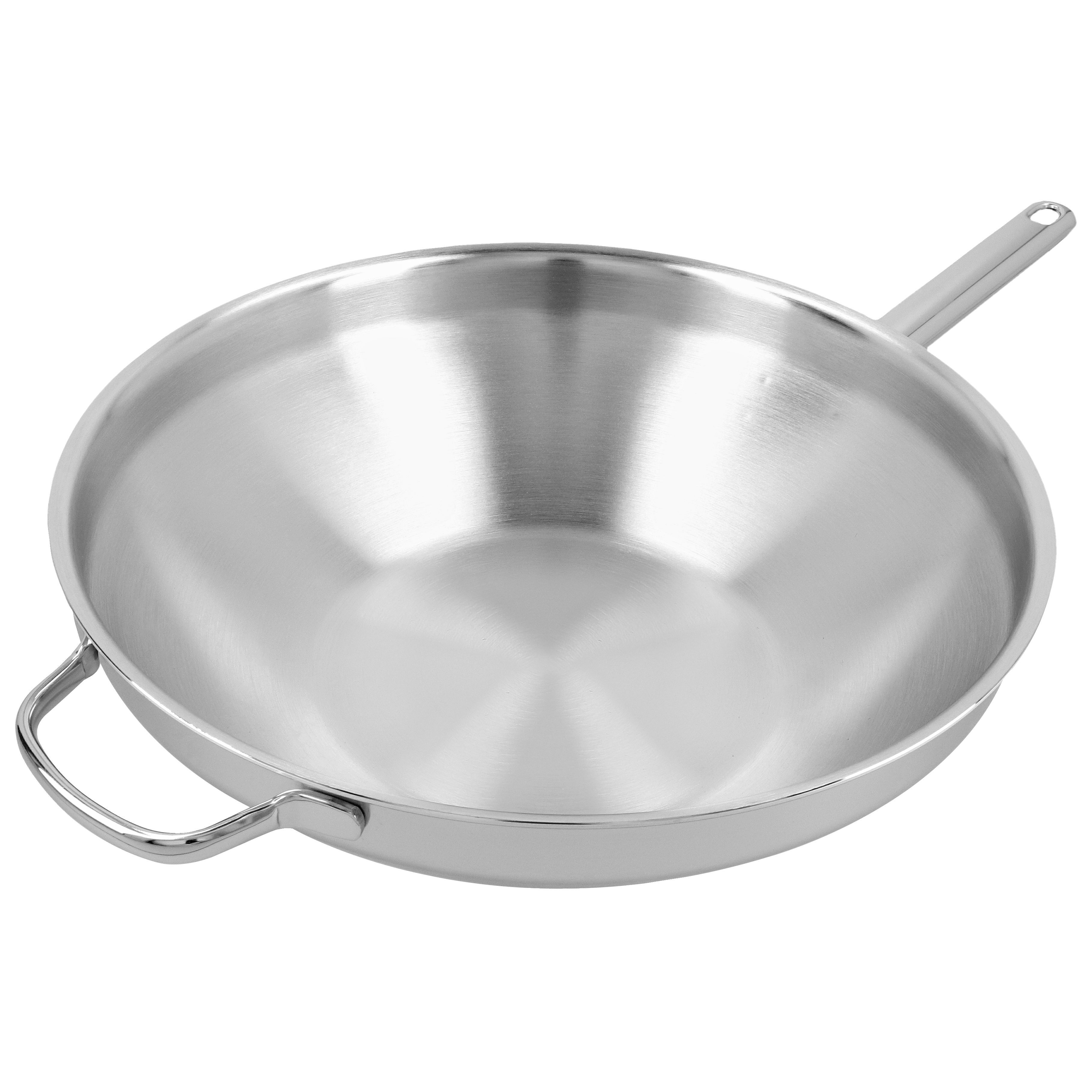 Wok flacher Boden 32 cm, 18/10 Edelstahl