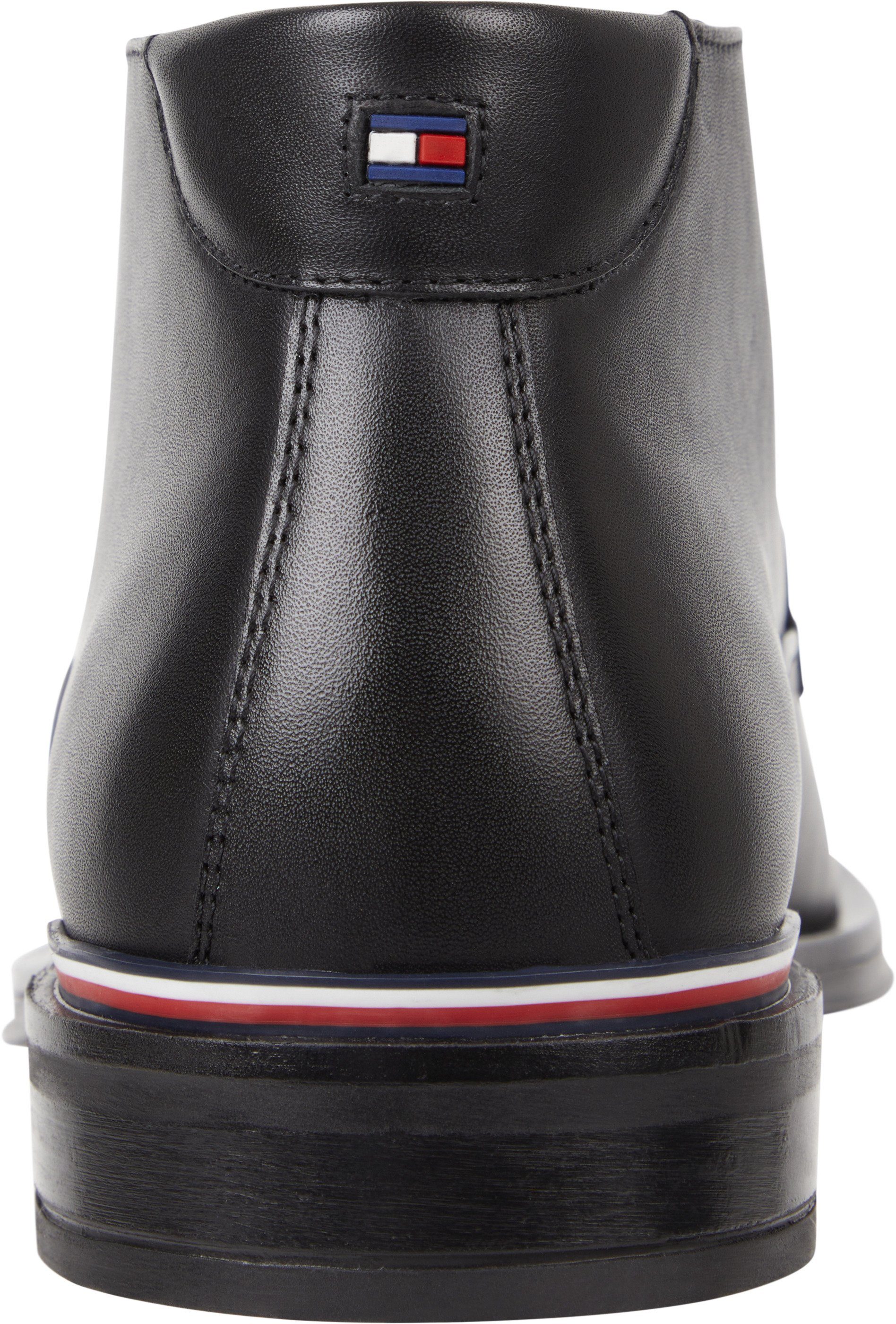 Tommy Hilfiger CORE RWB HILFIGER LTH L BOOT Schnürstiefelette mit Streifen an der Ferse