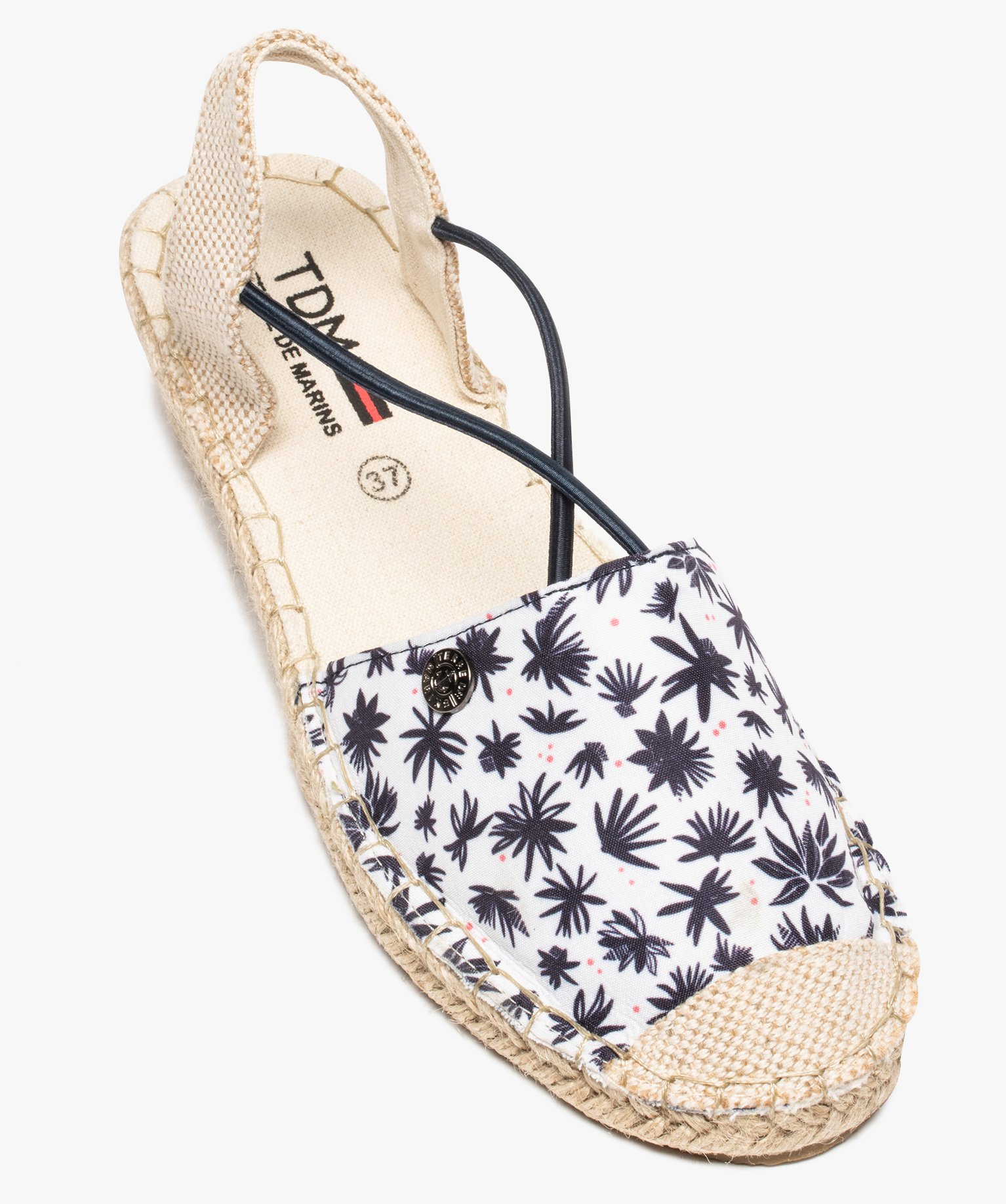 Sandales femme en toile à talon compensé – Terre de Marins marine | GEMO