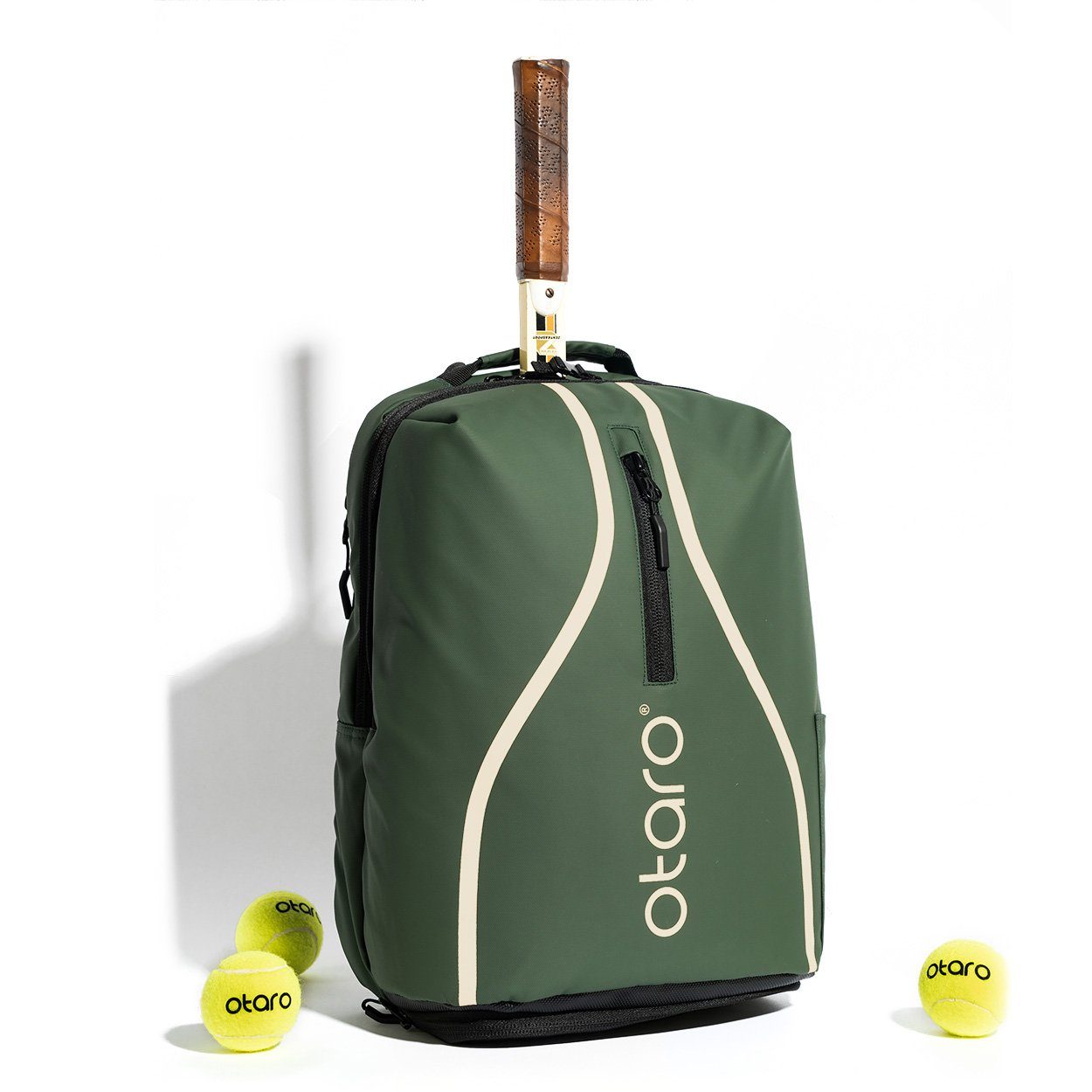 Otaro Tennisrucksack Tennisrucksack mit Schuhfach, Classic 32L (Innovative Tennistasche, Perfekt durchdacht, mit Regenschutz + Wäschebeutel, für Tennis + Badminton), Aus wasserabweisender LKW-Plane