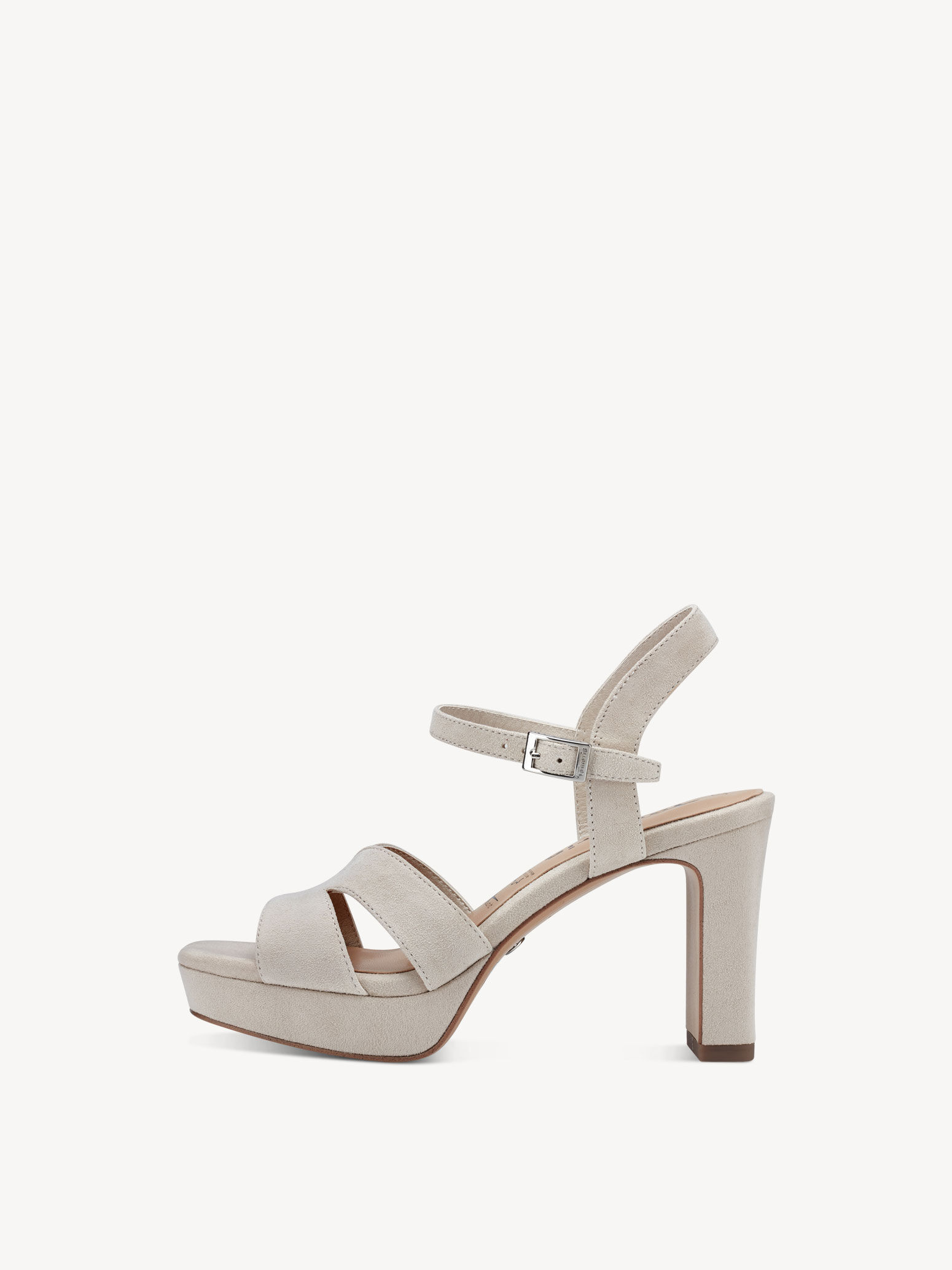 Sandale à talon en cuir - beige