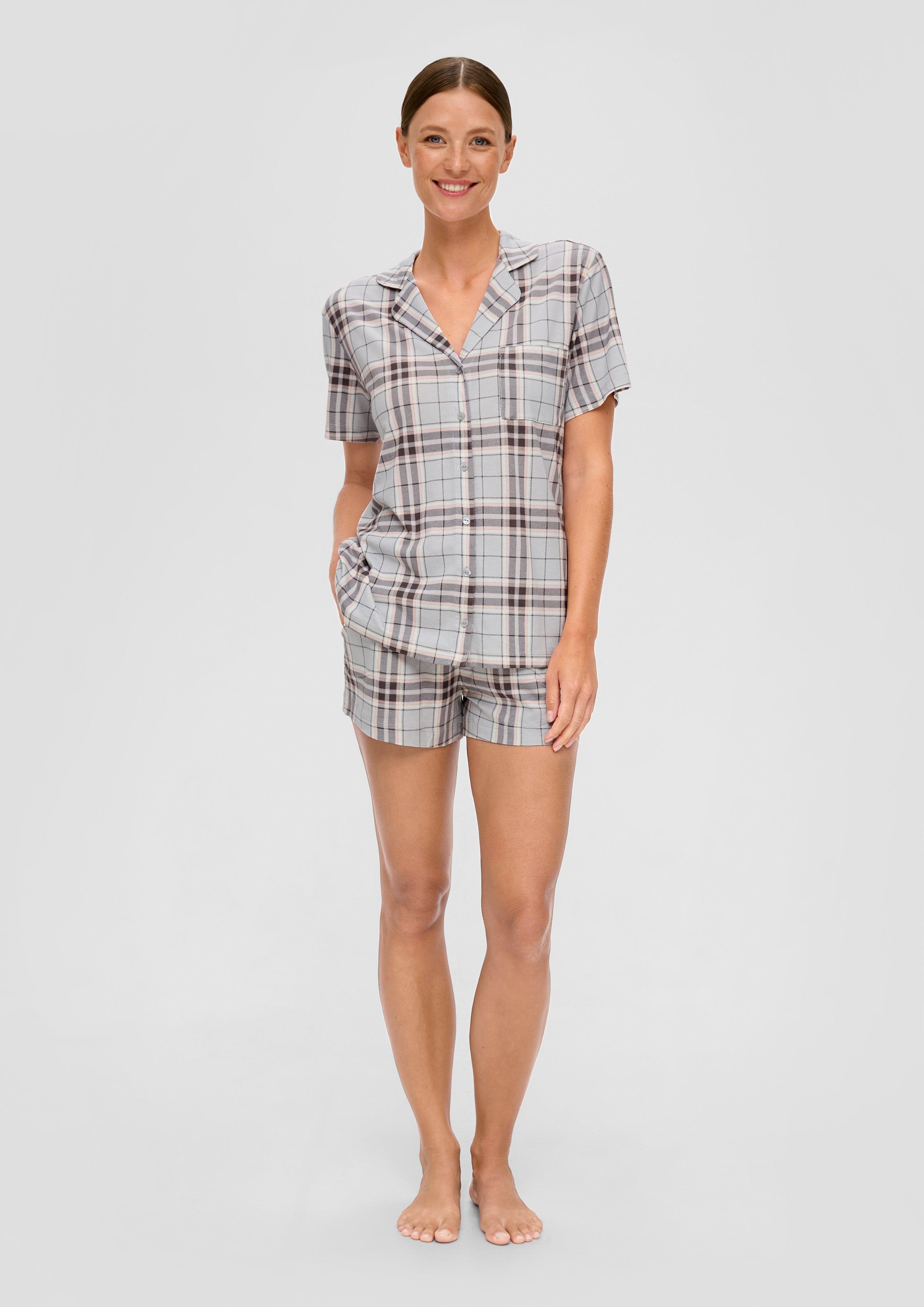 Kurzes Pyjama-Set aus Viskose-Baumwollmix  6008985-59N1
