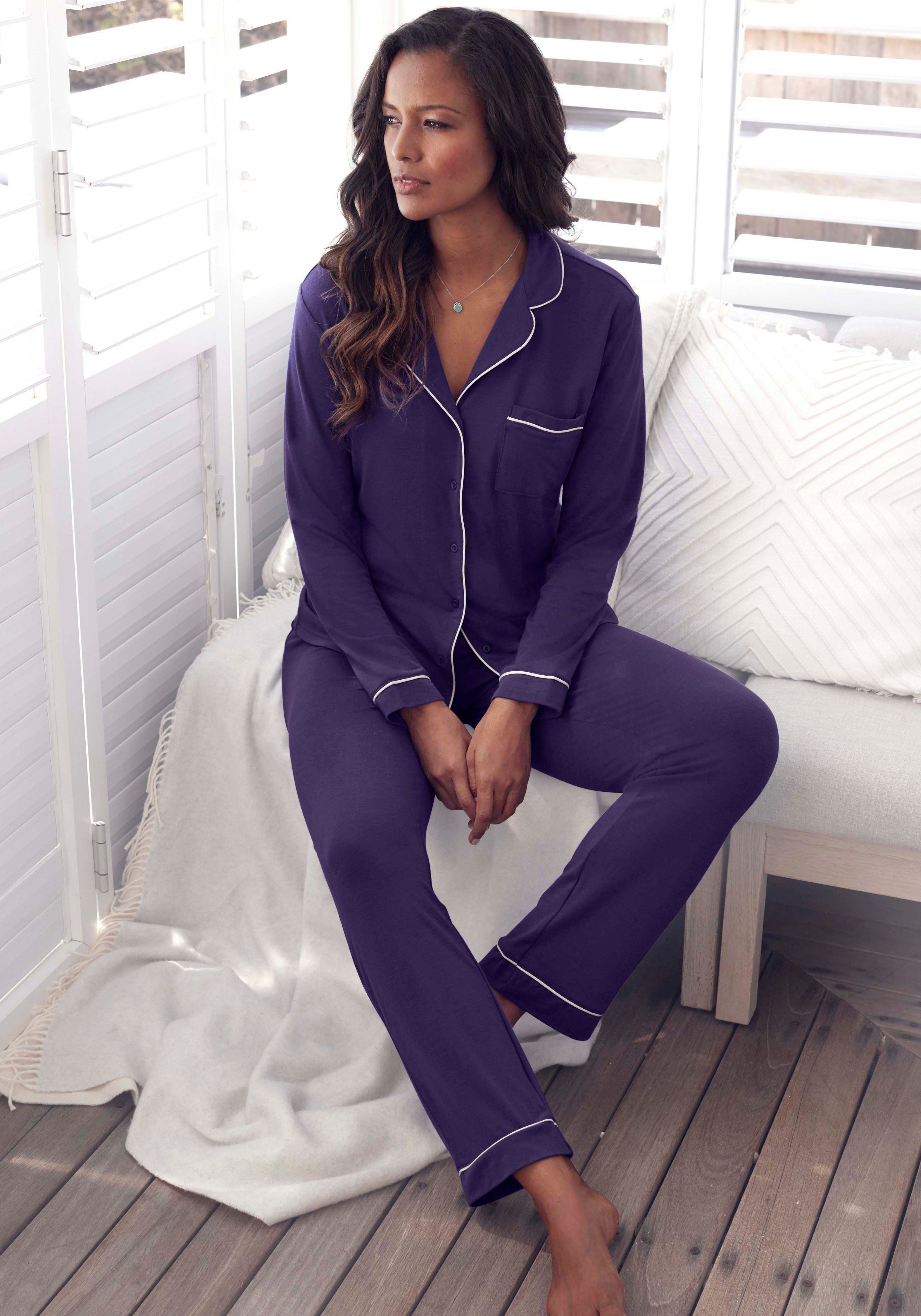 LASCANA Pyjama (2 tlg) im klassischen Schnitt