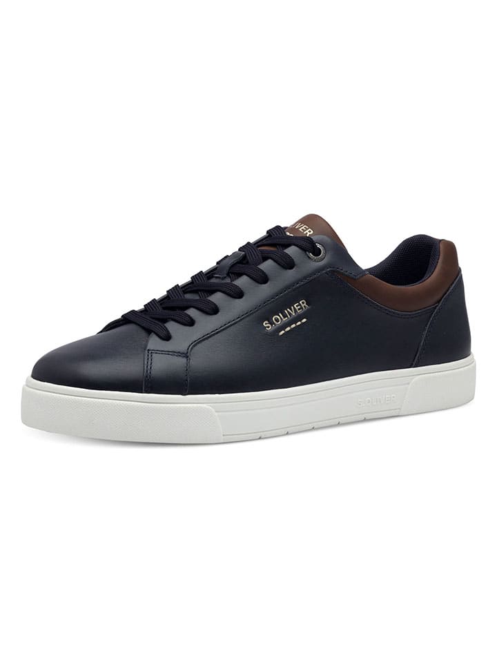 s.Oliver Leder-Sneakers in Dunkelblau günstig kaufen