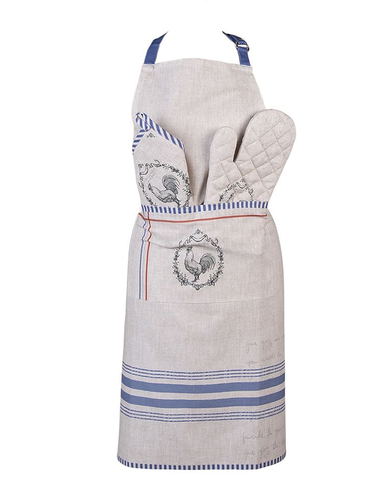 Clayre & Eef Kochschürze in Creme/ Blau - (L)70 x (B)85 cm günstig kaufen onesize