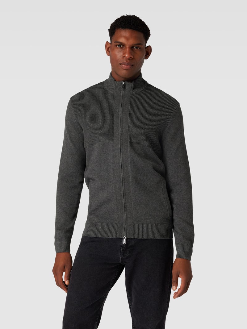 Strickjacke mit Stehkragen Modell 'ARISTO' in anthrazit