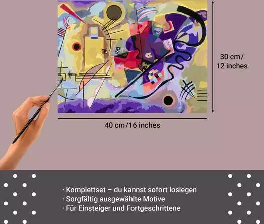 CreArt Leinwand ART Collection: Gelb, Rot, Blau (Kandinsky) - Malen nach Zahlen für Erwachsene
