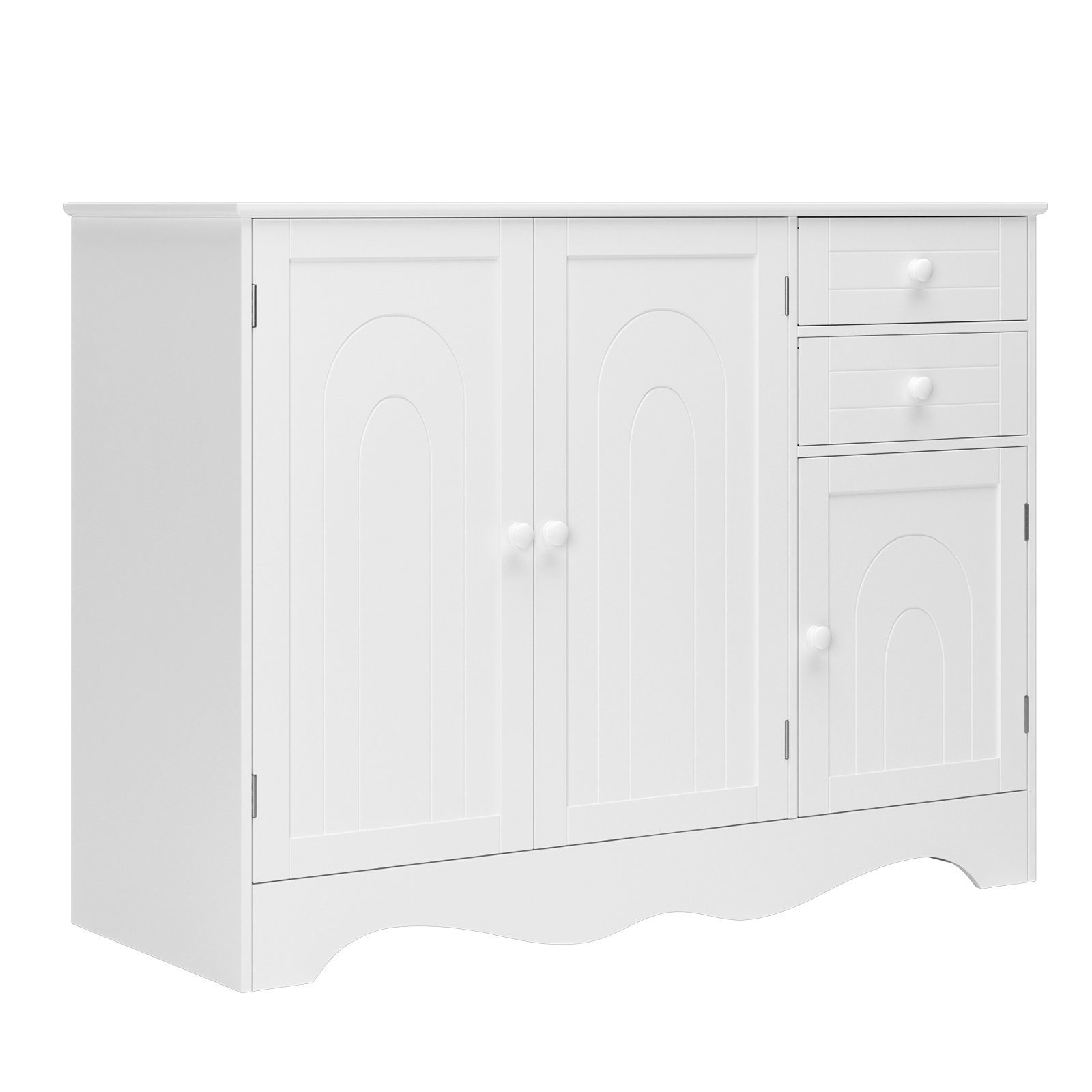 HOMECHO Kommode, Sideboard Weiß Buffetschrank mit 2 Schubladen und 3 Türen