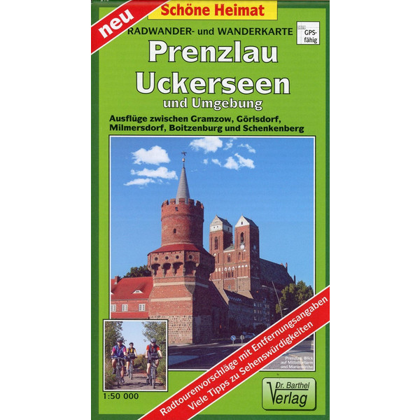 Radwander- und Wanderkarte Prenzlau, Uckerseen und Umgebung 1:50 000 - Wanderkarte