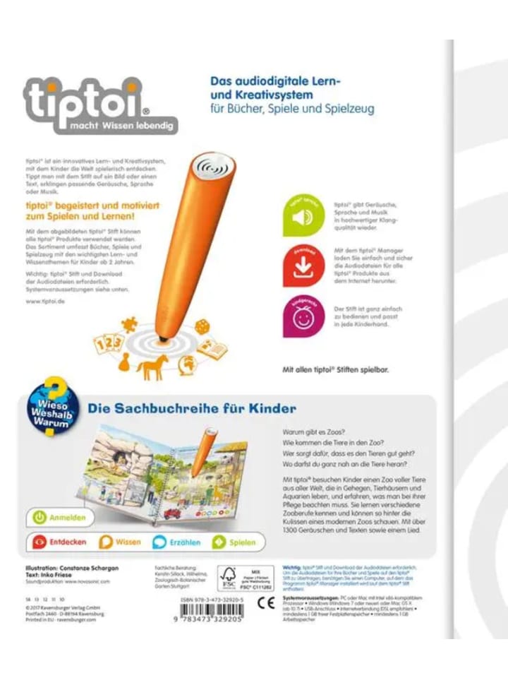 Ravensburger tiptoi® Wieso? Weshalb? Warum? Entdecke den Zoo (Band 20) günstig kaufen onesize