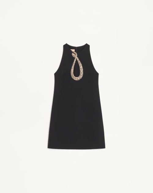 Vestido curto de crepe bordado de alta costura