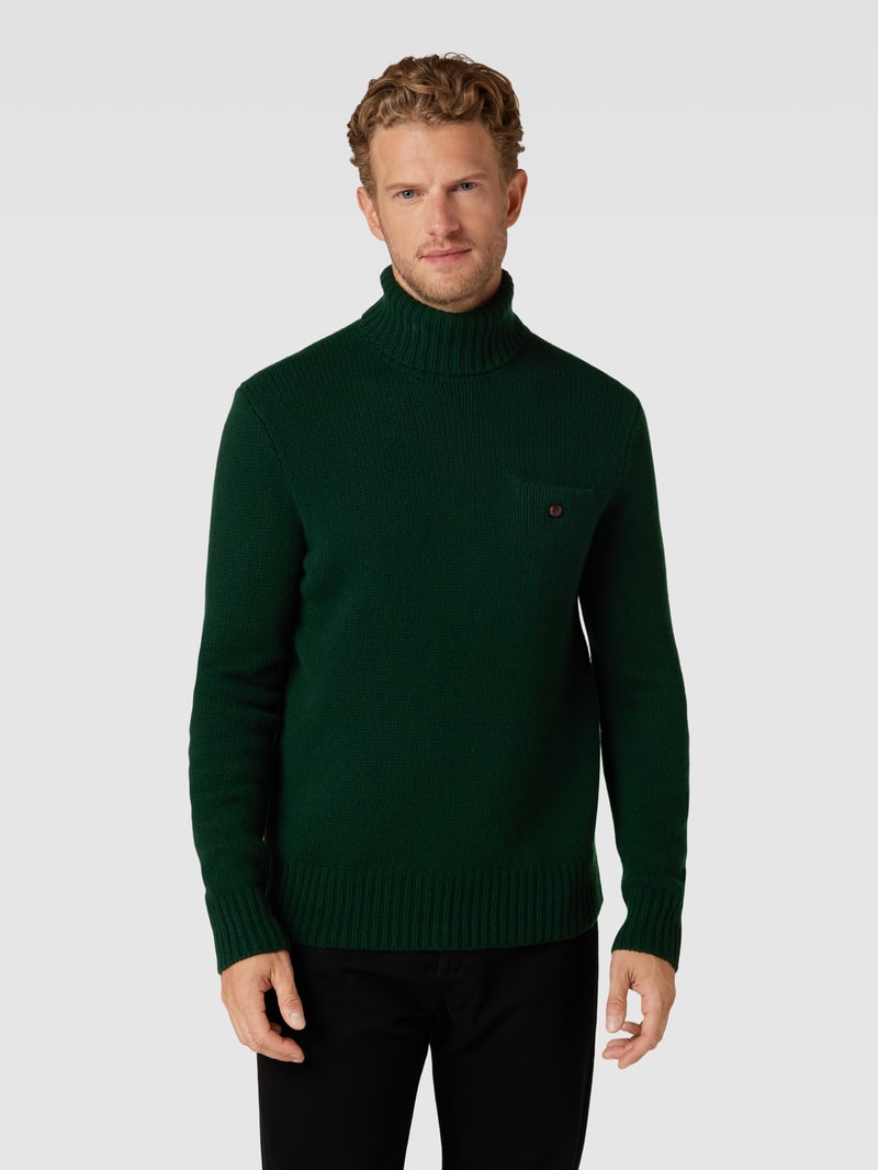 Strickpullover mit Rollkragen in dunkelgrün