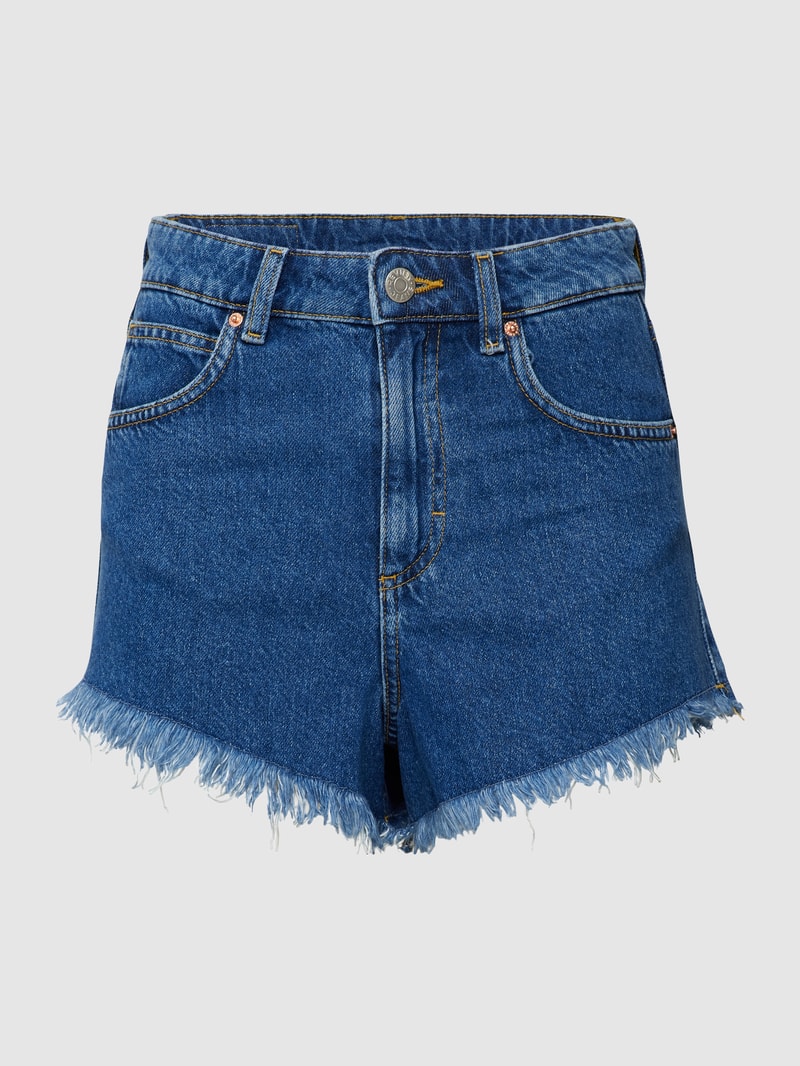Jeansshorts mit ausgefransten Abschlüssen in dunkelblau