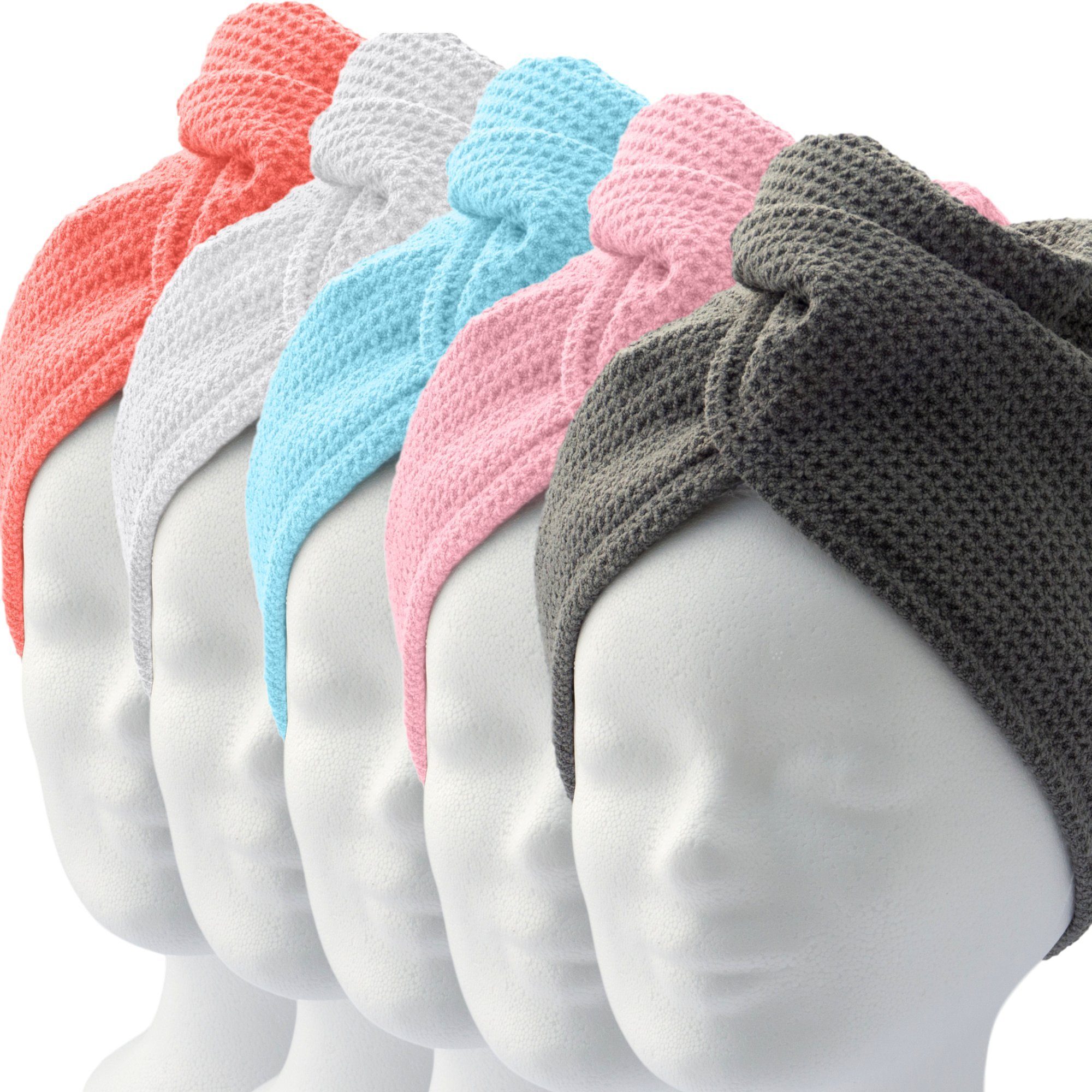 ELEXACARE Turban-Handtuch Haarturban mit Knopf, Mikrofaser (2-St), Turbanhandtuch mit Knopf und Schlaufe