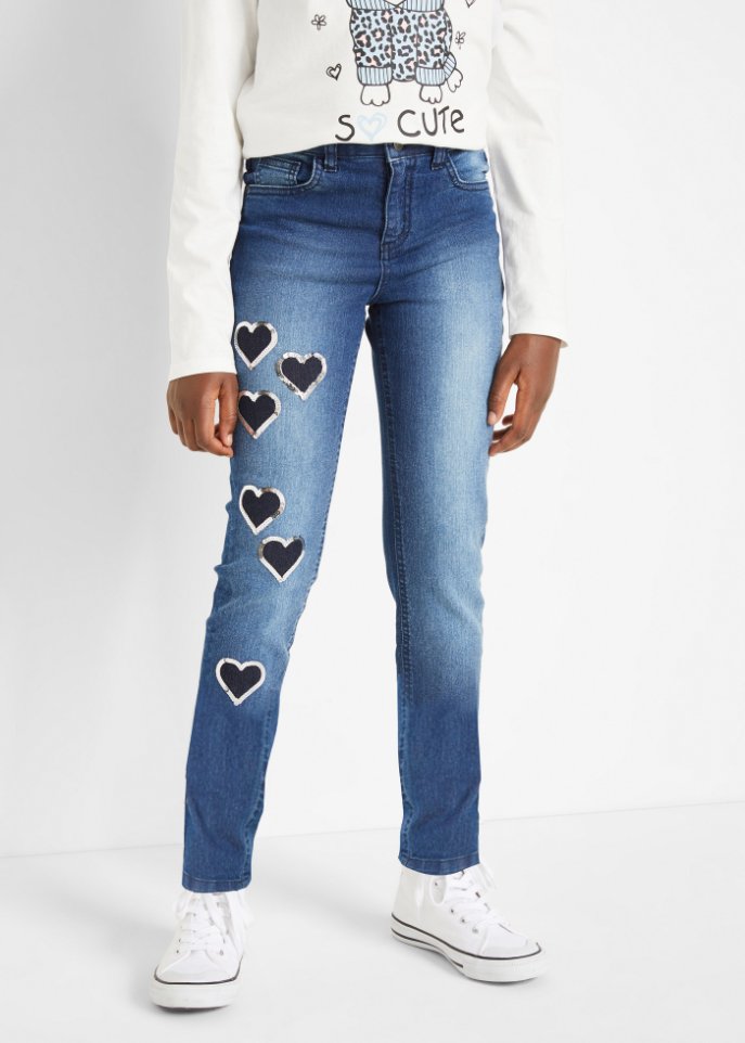 Mädchen Skinny-Jeans mit Herzchen
