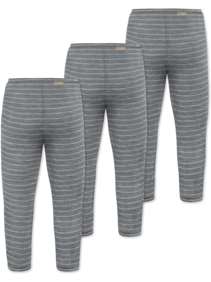 Normani Outdoor Sports 3er Pack Baby Merino Hose mit Füßen in Grau gestreift günstig kaufen