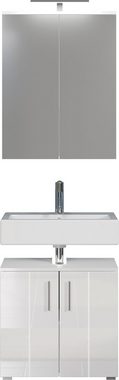 welltime Badezimmer-Set Prag, (Set, 2-St), Waschbeckenunterschrank & Spiegelschrank
