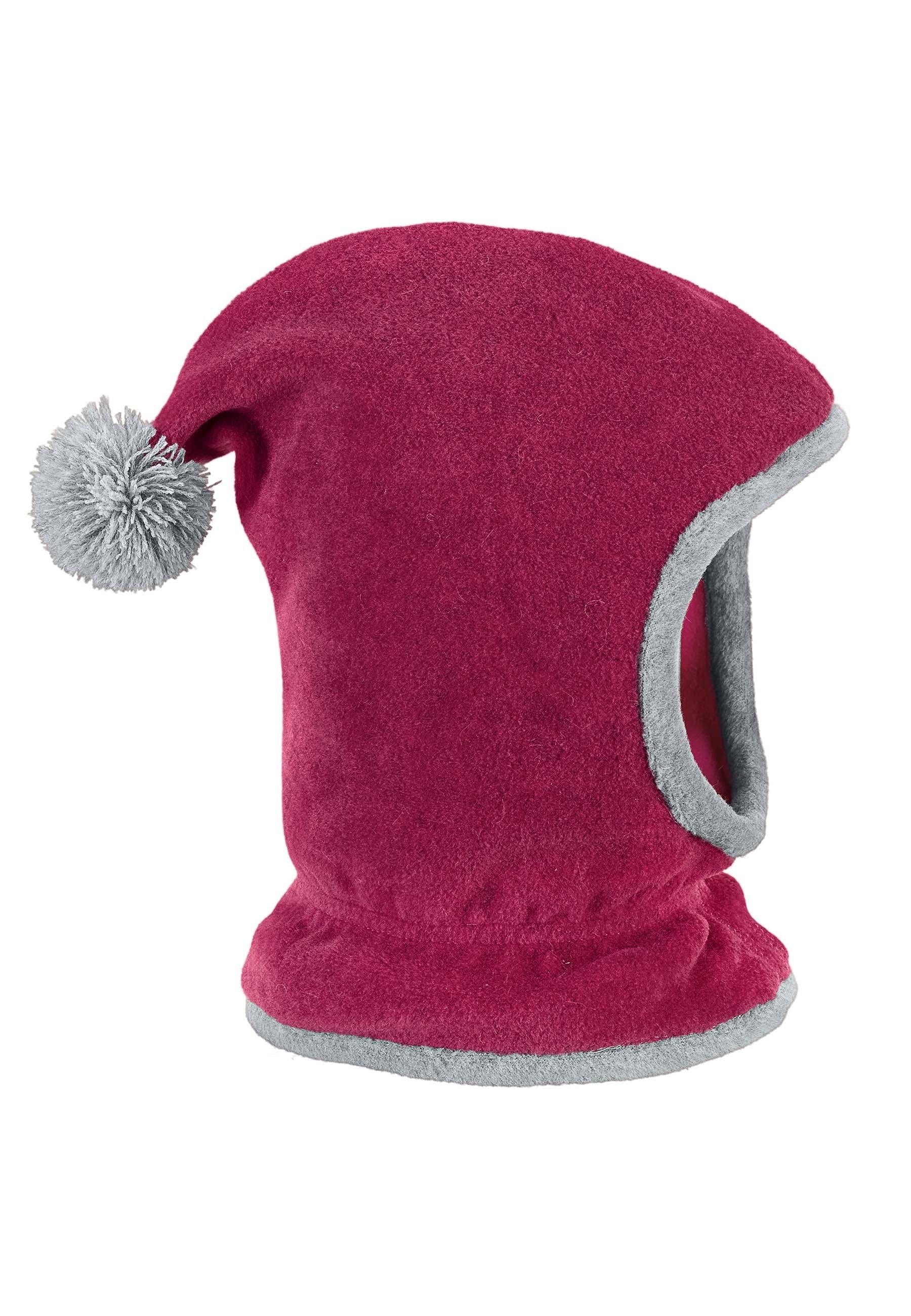 Schalmütze aus Fleece mit Zipfel und Bommel