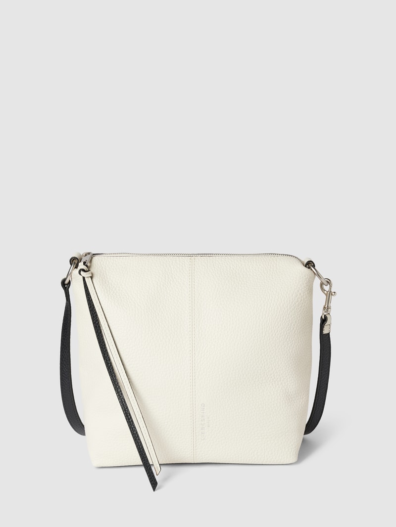 Hobo Bag aus Leder mit Label-Detail Modell 'AISSA' in ecru