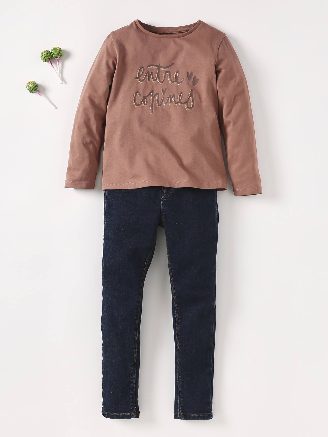 Tee-shirt à message Basics fille bronze