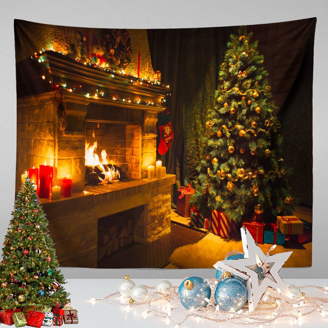 Wandteppich Weihnachtlicher, stilvoller, festlicher Schlafzimmer-Wandteppich, Uana