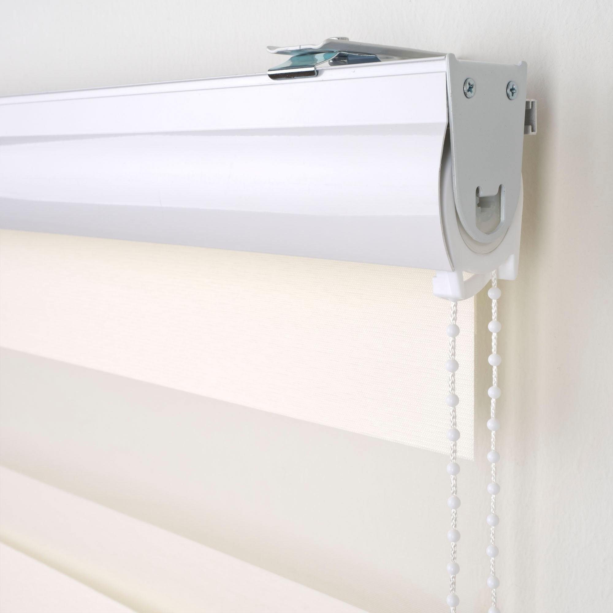 Doppelrollo DUO-Rollo mit 20 cm Streifen, Liedeco, Lichtschutz, mit Bohren, verschraubt, im Fixmaß