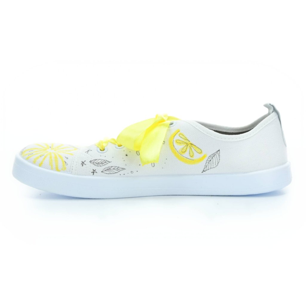 Anatomic Zitronen Barfußsneakers mit gelber Schnürsenkel