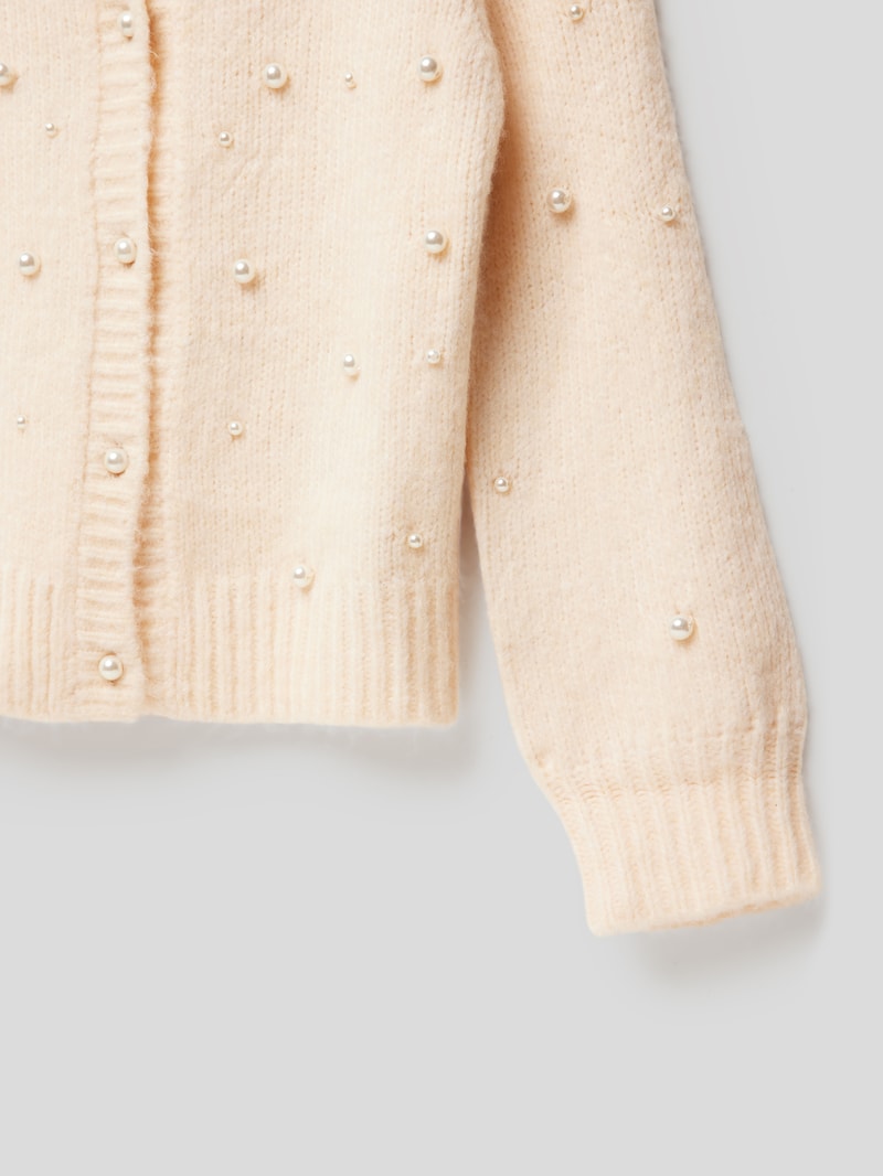 Cardigan mit Zier-Besatz in ecru