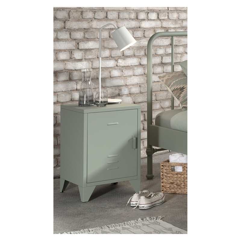 Table de chevet métal Bronxx vert olive