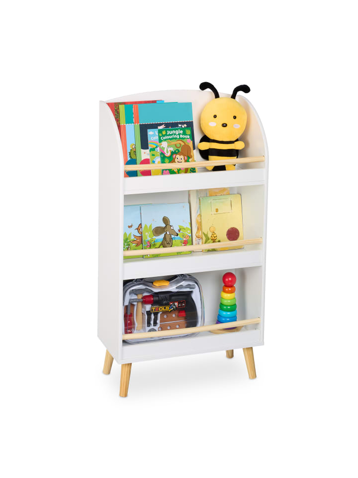 relaxdays Kinderbücherregal in Weiß/ Natur - (B)50 x (H)95,5 x (T)24 cm günstig kaufen onesize