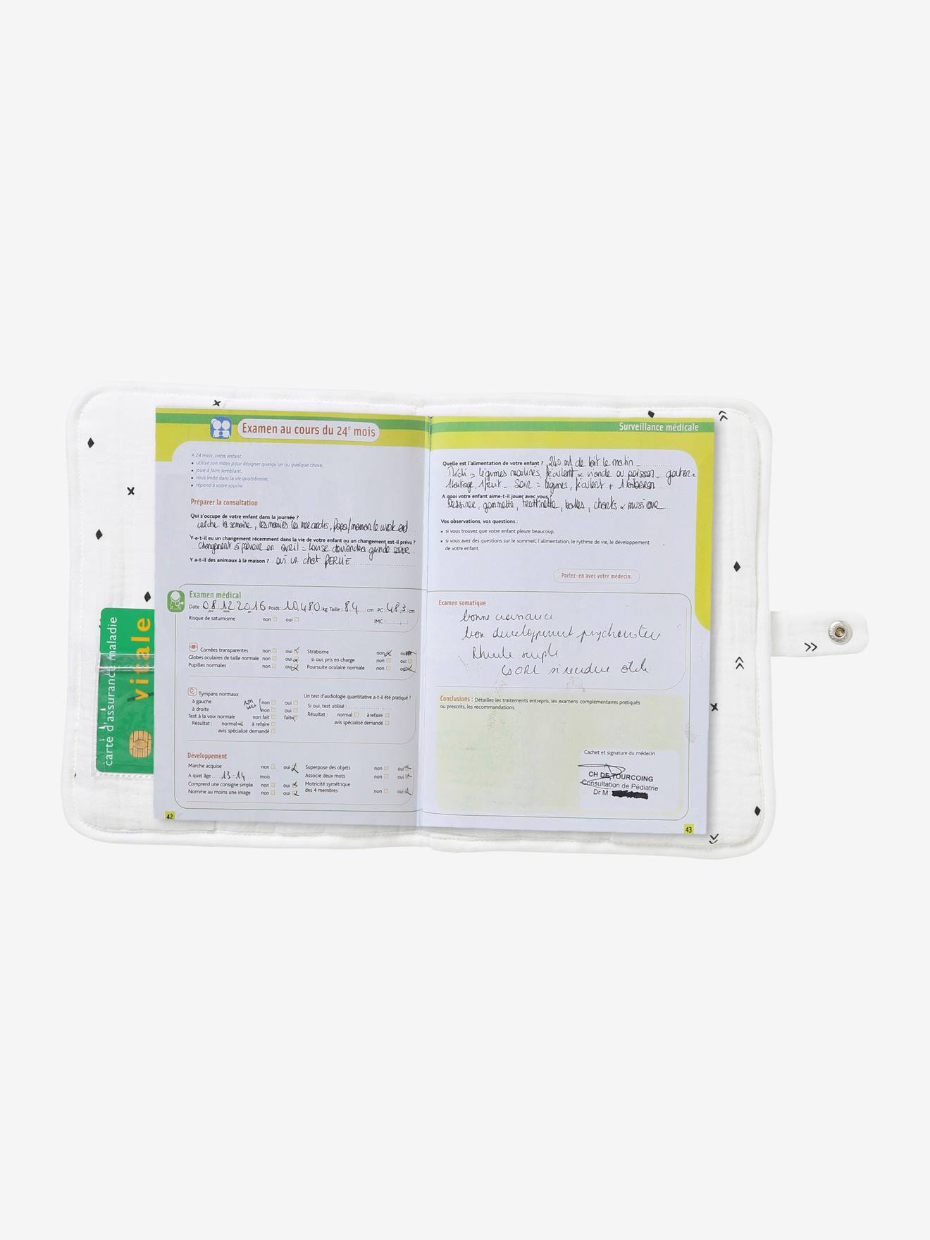 Protège carnet de santé en gaze de coton blanc sahara