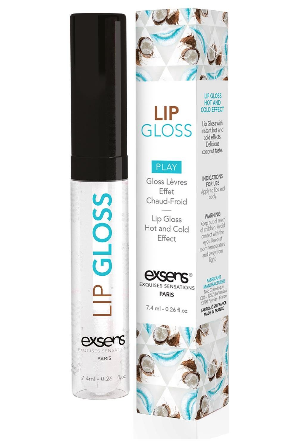 Exsens Lipgloss Exsens Hot Kiss Lip Gloss Coconut 7,4ml, Farblos, nicht klebrig