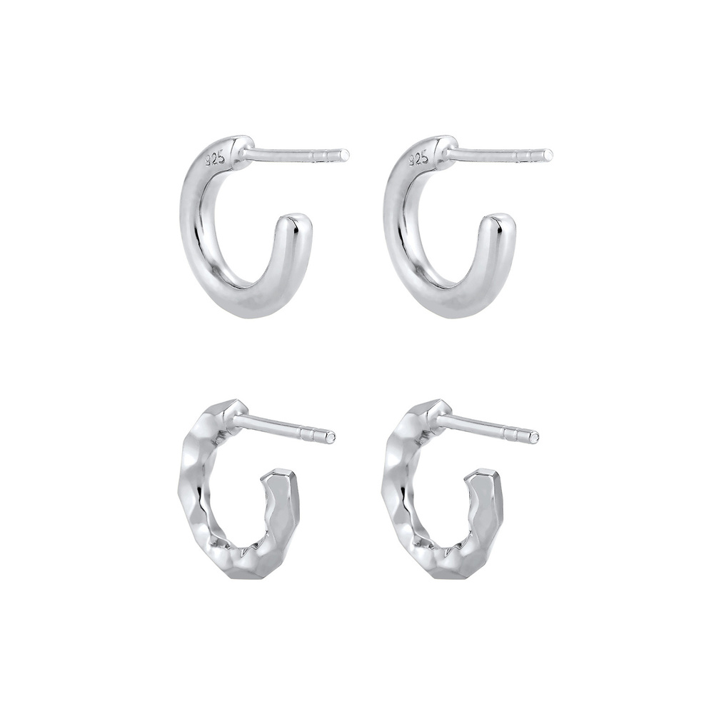 Elli Elli Boucles d'Oreilles Elli - Set Basic Minimal Boucles d'Oreille Femme - (925/1 Boucles d'oreilles