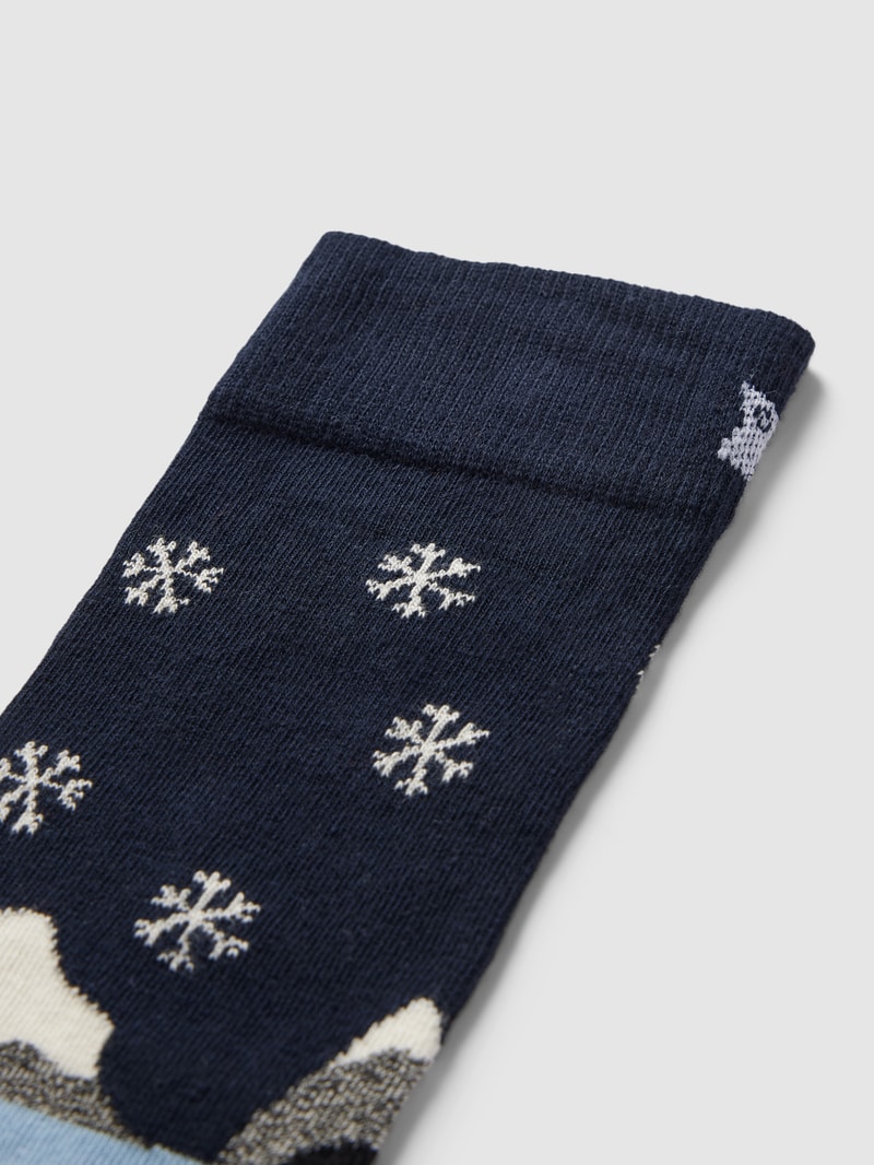 Socken mit Motiv-Print in dunkelblau