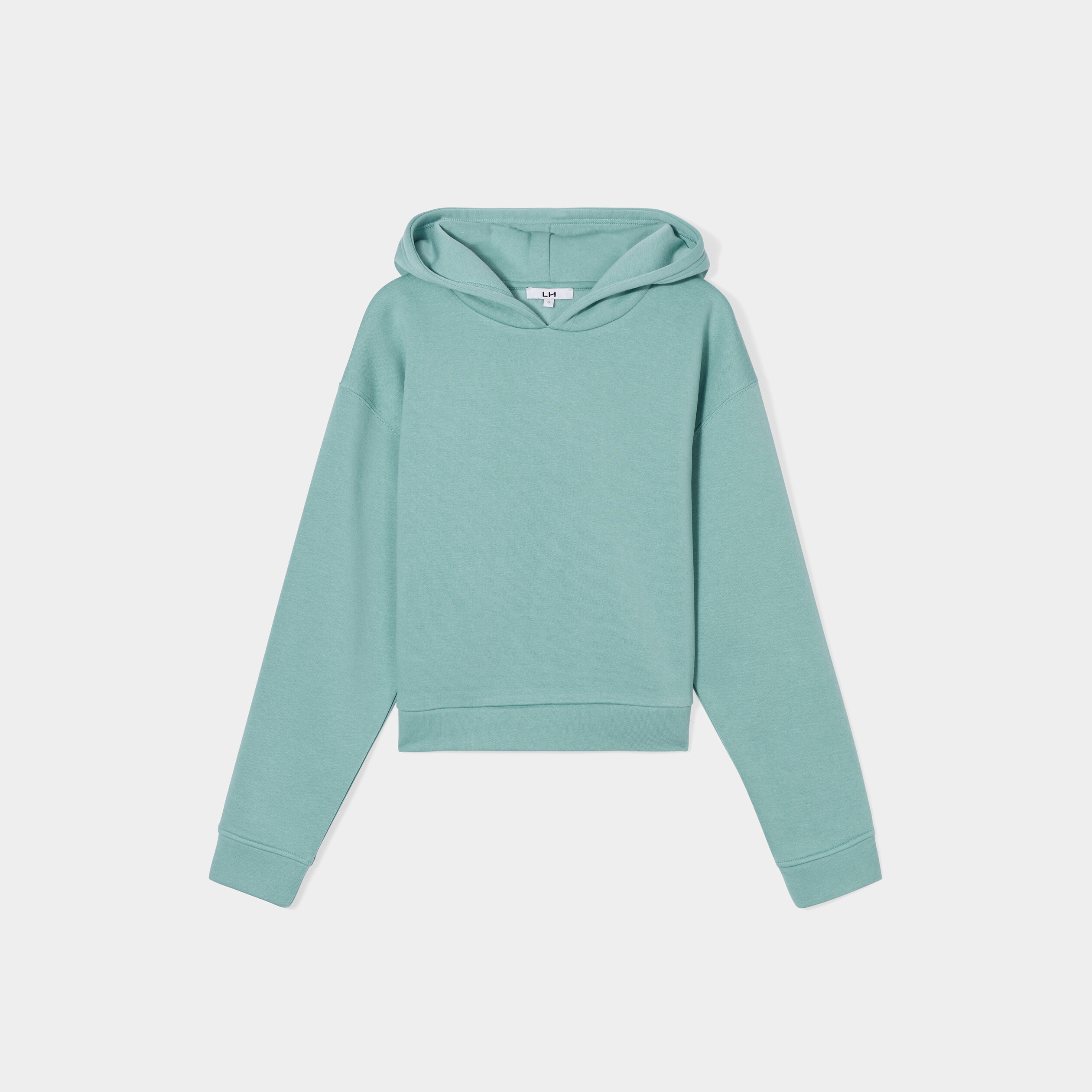 Sweat cropped à capuche hoodie vert femme | La Halle