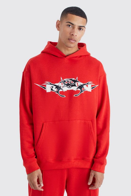 Oversize Hoodie mit PU-Applikation