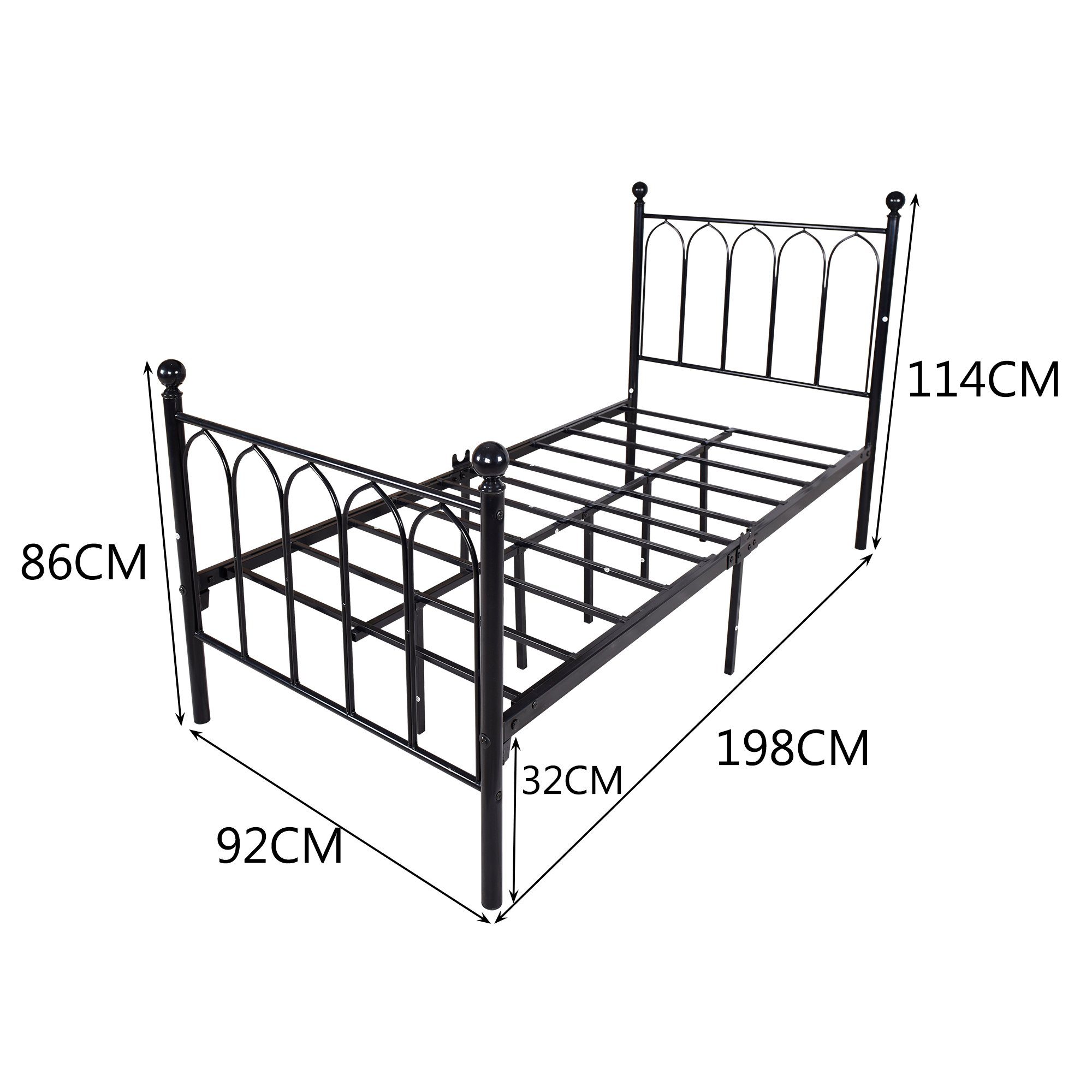 HAUSS SPLOE Metallbett Metallbett Bettgestelle Einzelbett Bettrahmen (90x190cm)