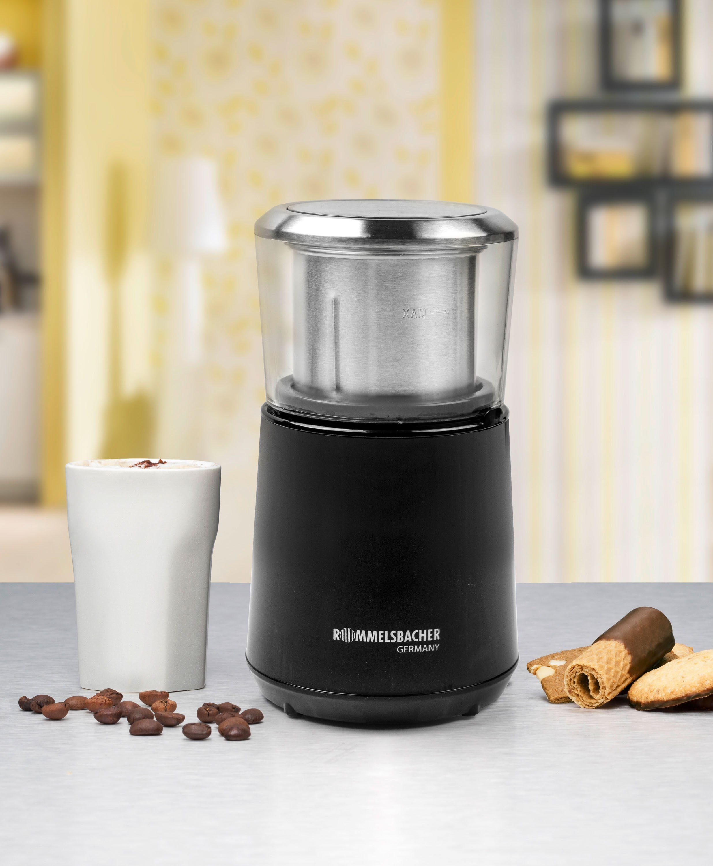Rommelsbacher Kaffeemühle EKM 120, 200 W, Schlagmahlwerk, 50 g Bohnenbehälter
