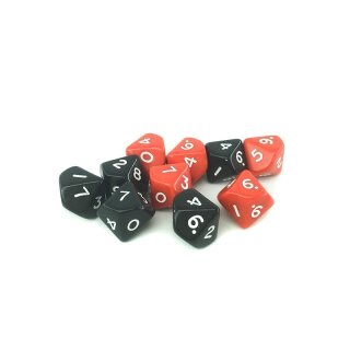 Hexy Dice Set - D10 - Black/Red (10)