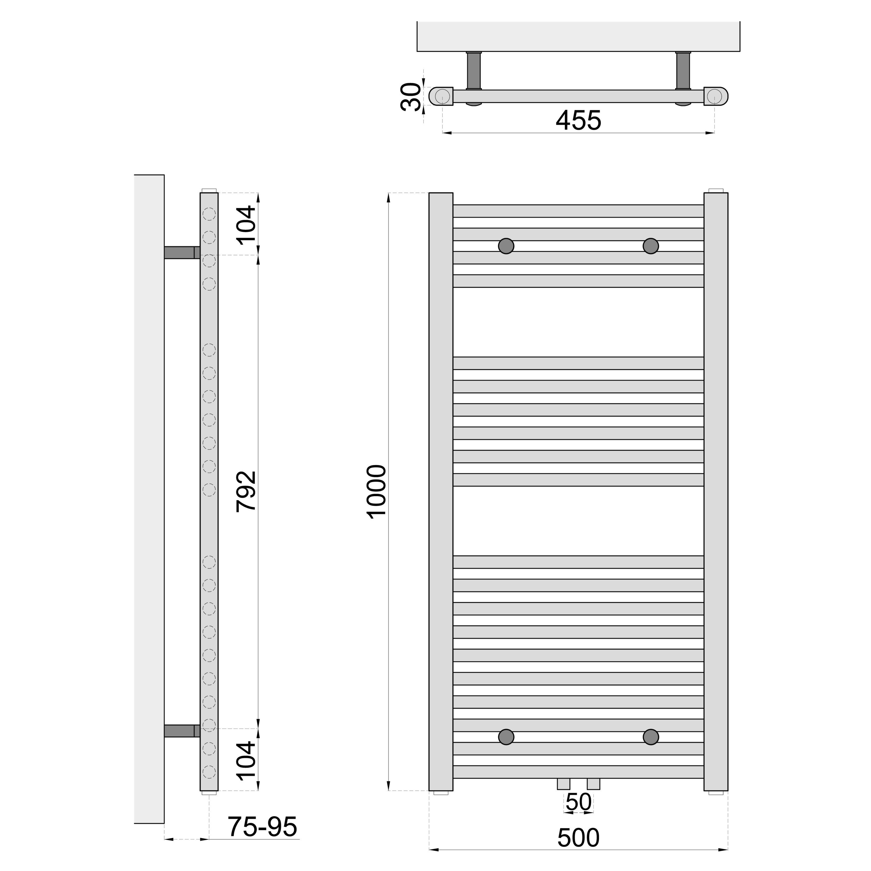 Aquabad® Badheizkörper VIRGO Handtuch Heizkörper Mittelanschluss 50mm, 50x100cm, 352W
