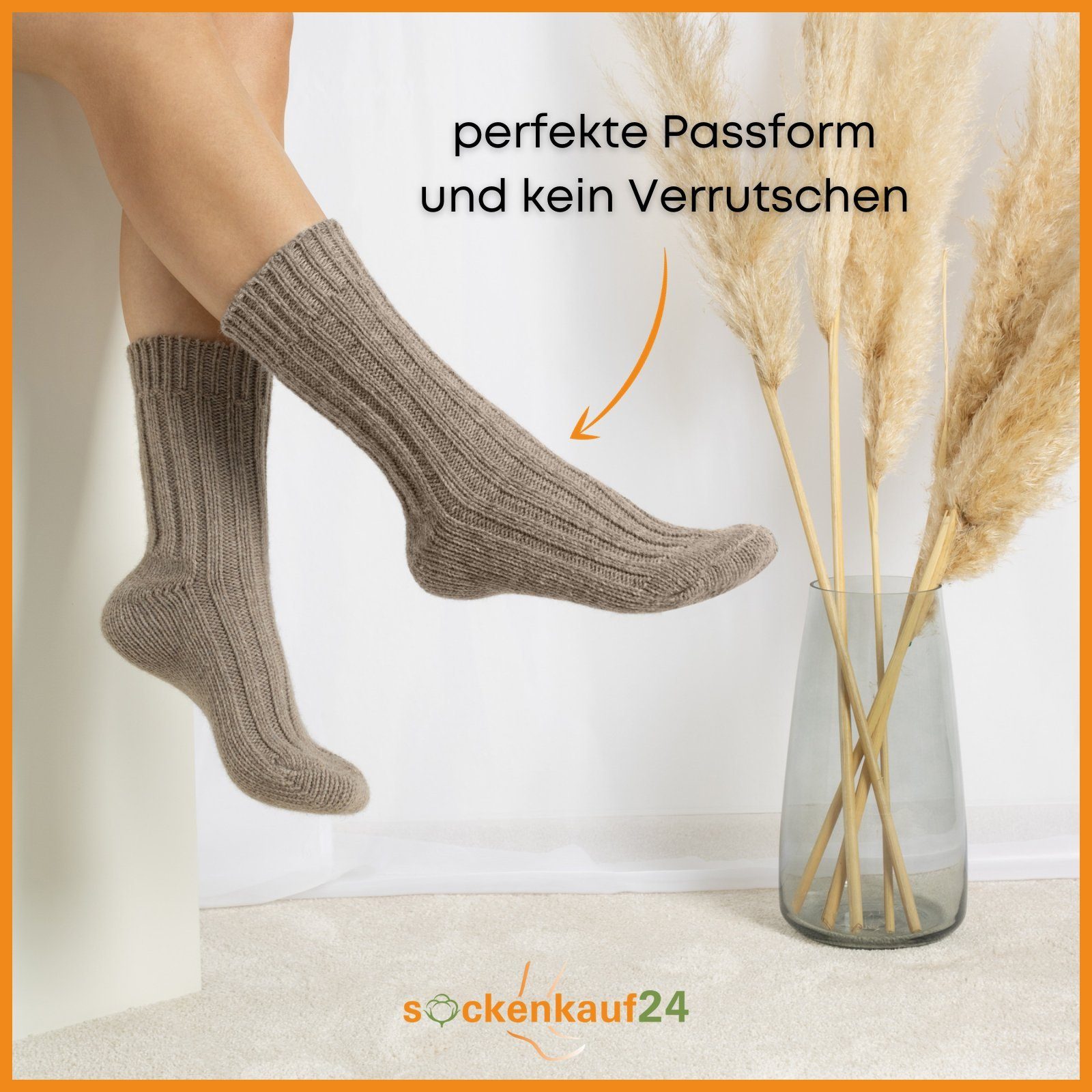 sockenkauf24 Norwegersocken 4 Paar Alpaka Socken Damen & Herren Wintersocken warm mit Wolle WP
