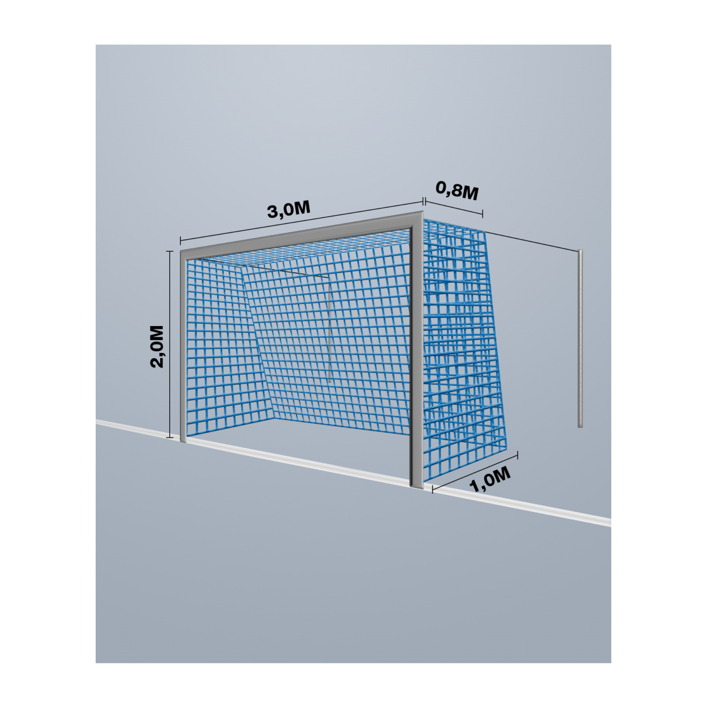Cawila Tornetz 3,00x2,00m | Tiefe 0,8x1,0m | Maschenweite 10cm | Stärke 4mm | blau