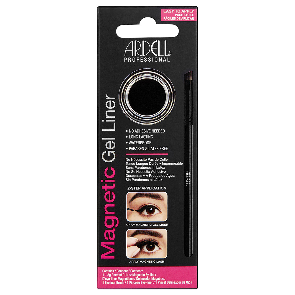 Ardell Gel Eyeliner Magnétique Noir 3gr et son pinceau biseauté Pot avec Pinceau Magnétique pour Faux Cils et maquillage