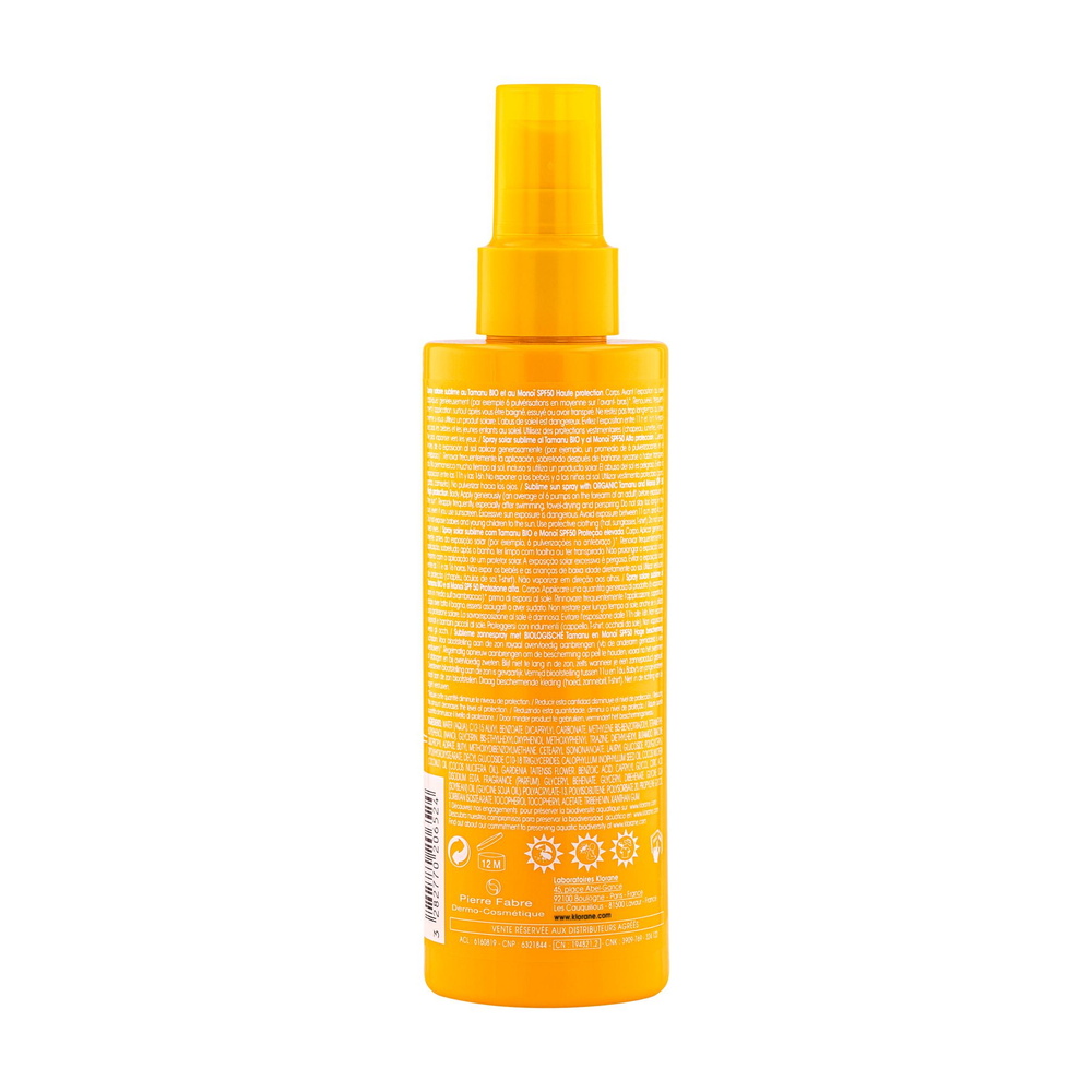 Klorane SOLAIRE Spray solaire sublime SPF50 - 20 0ml Spray solaire