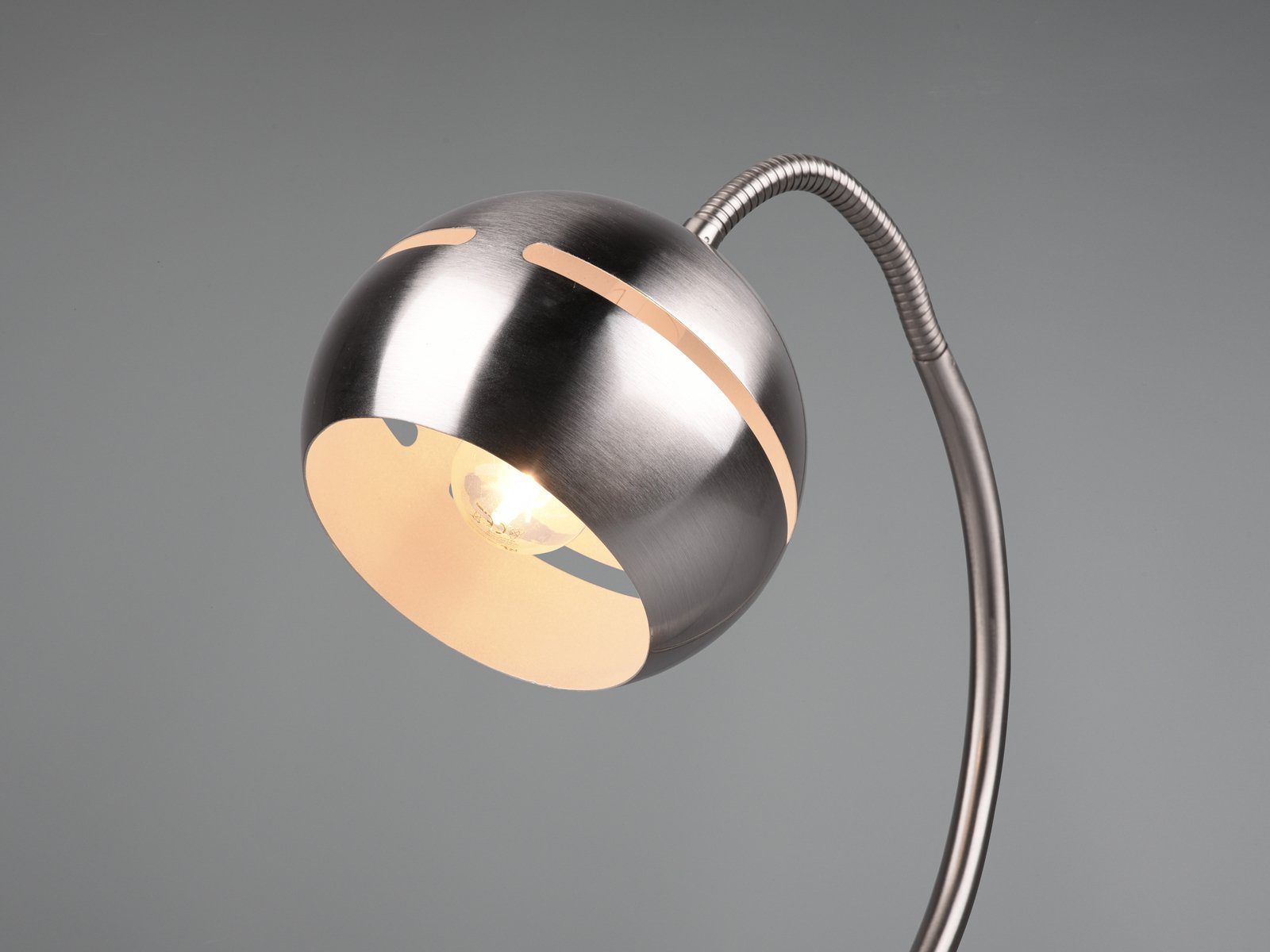 meineWunschleuchte LED Tischleuchte, Dimmer, LED wechselbar, warmweiß, groß-e Designer Schreib-tischlampe Arbeitsleuchte Silber, Höhe 42cm
