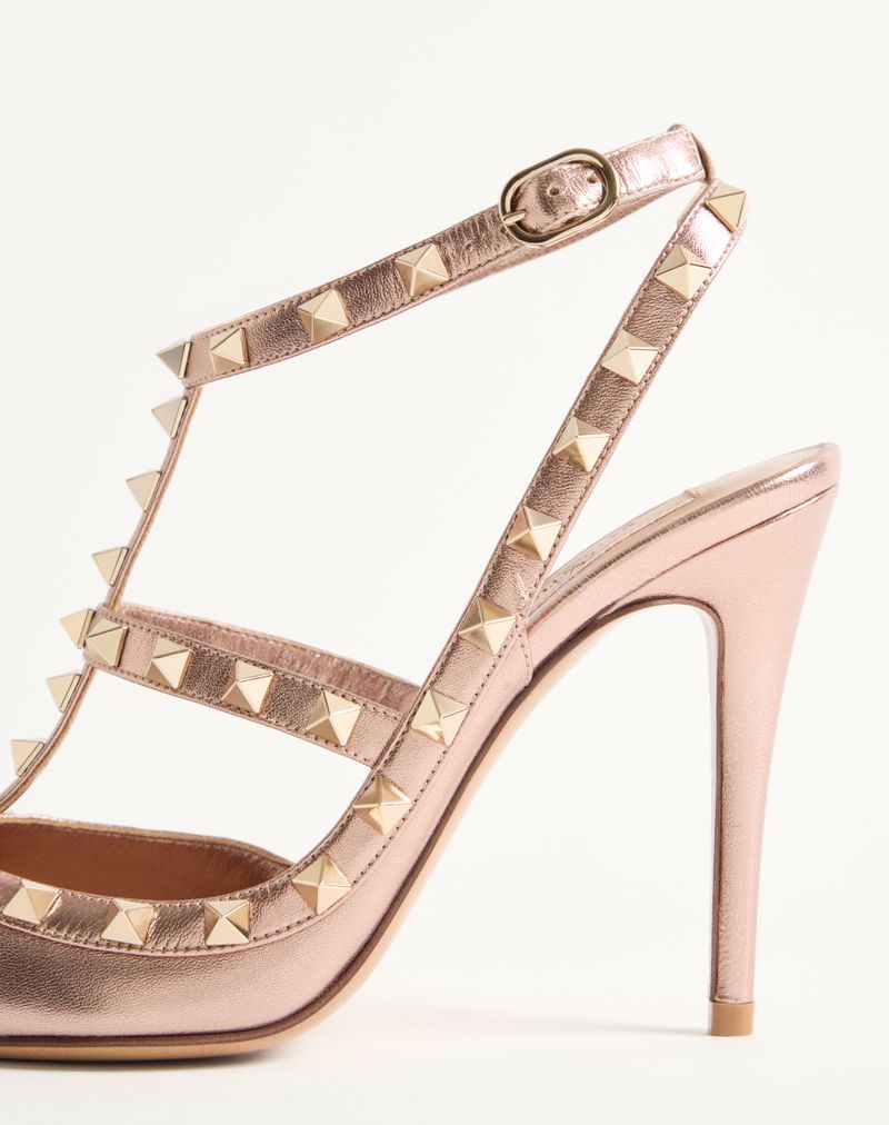 Rockstud Décolleté i 100 mm lamineret nappa