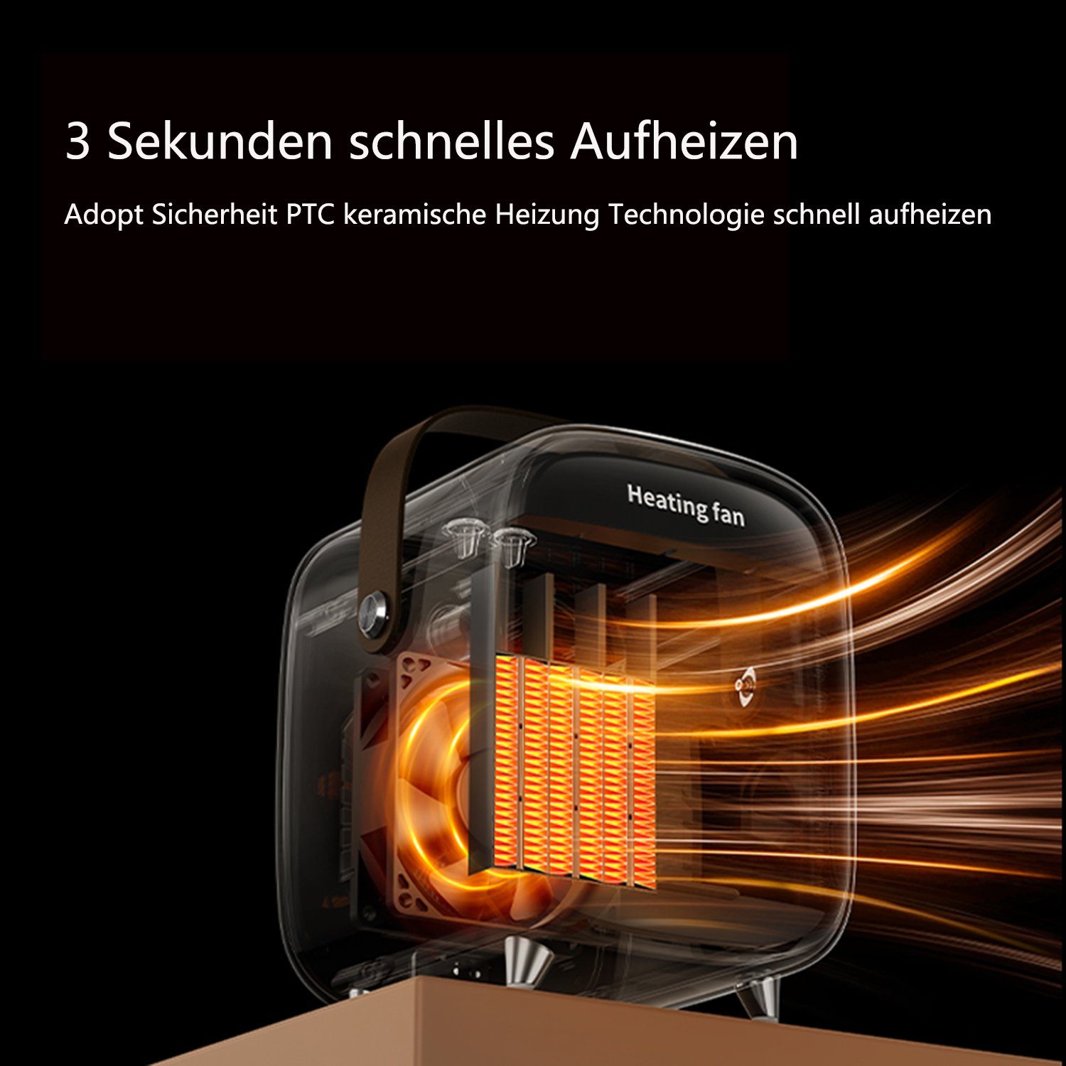 Tisoutec Heizstrahler Klein Keramik Heater Heizluefter, 1000W Energiesparend Heizungslüfter