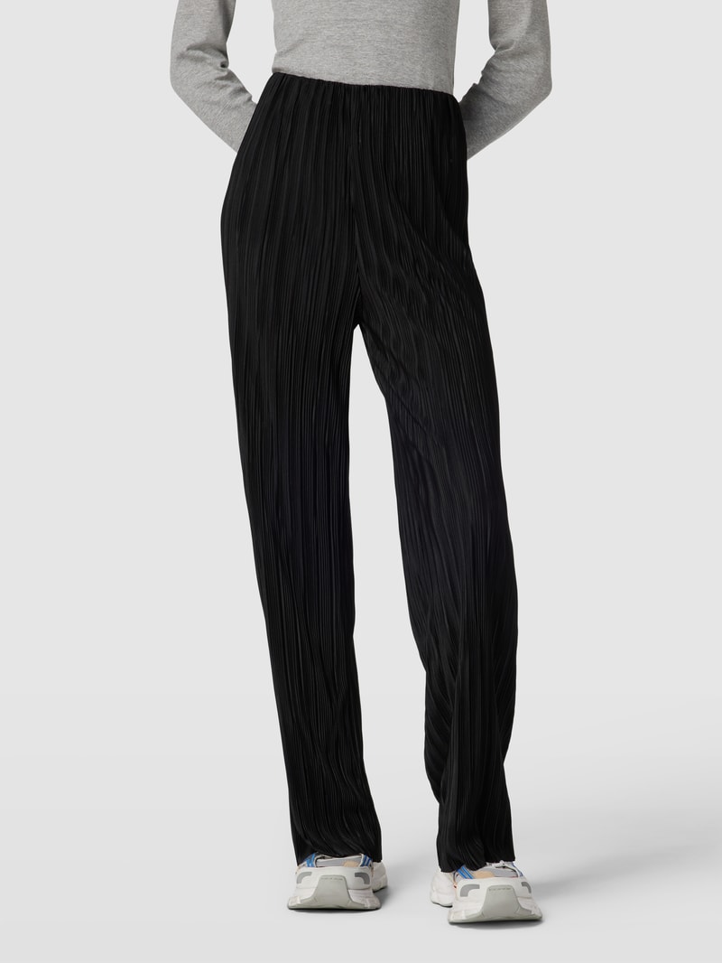 Faltenhose mit elastischem Bund in schwarz