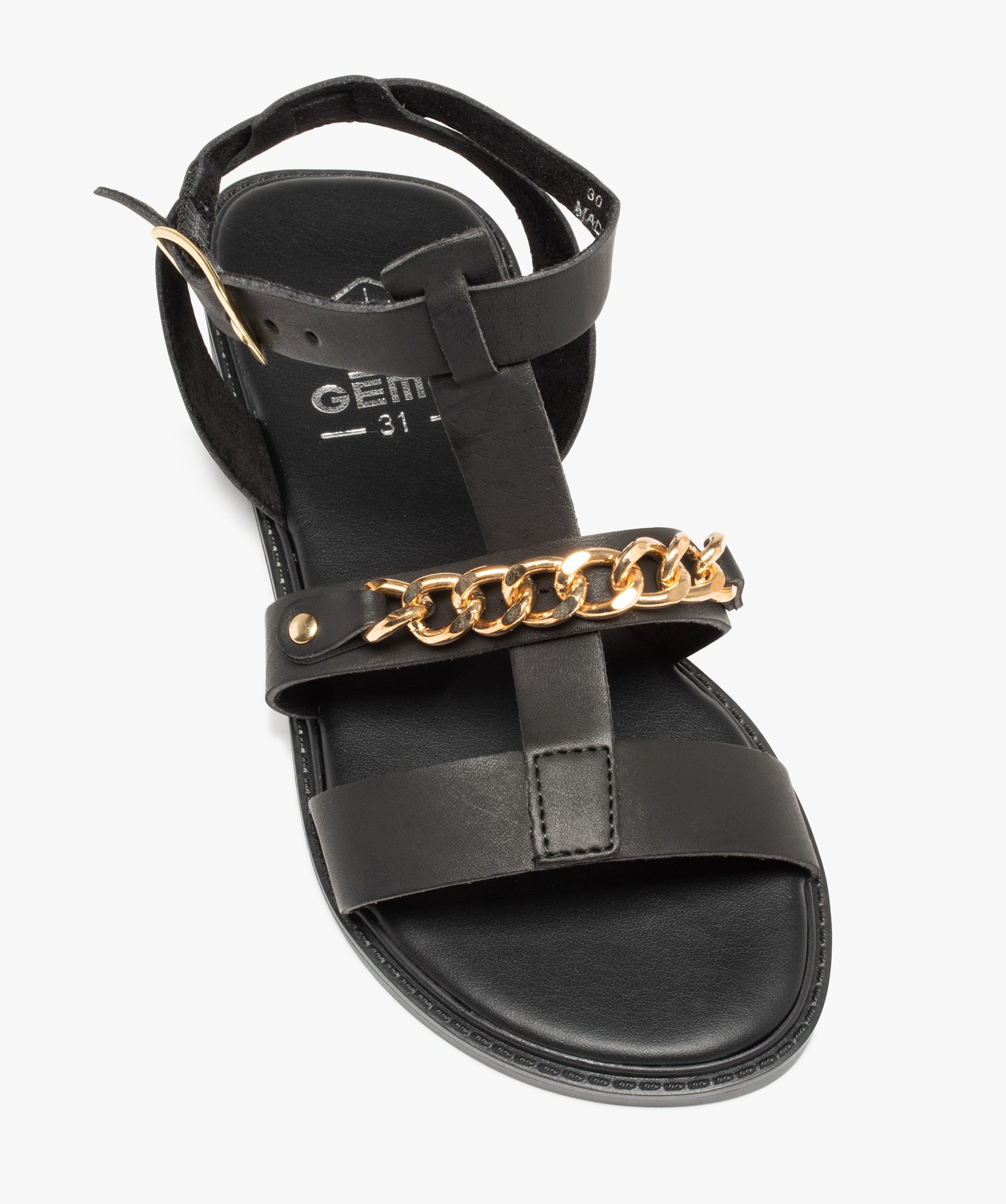 Sandales fille style rock à brides unies et chane métall... noir | GEMO