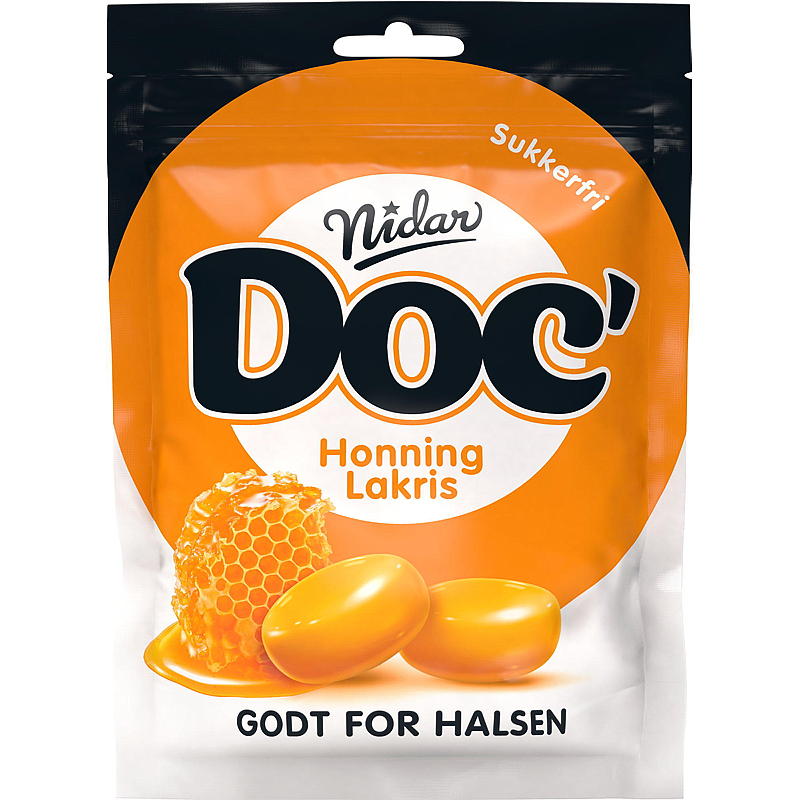 Nidar Doc halslinser 50 g Honning-lakris